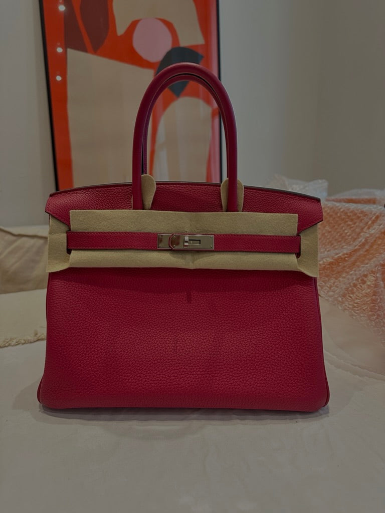 Hermes Birkin 30 Rose Pourpre with Platinum Hardware