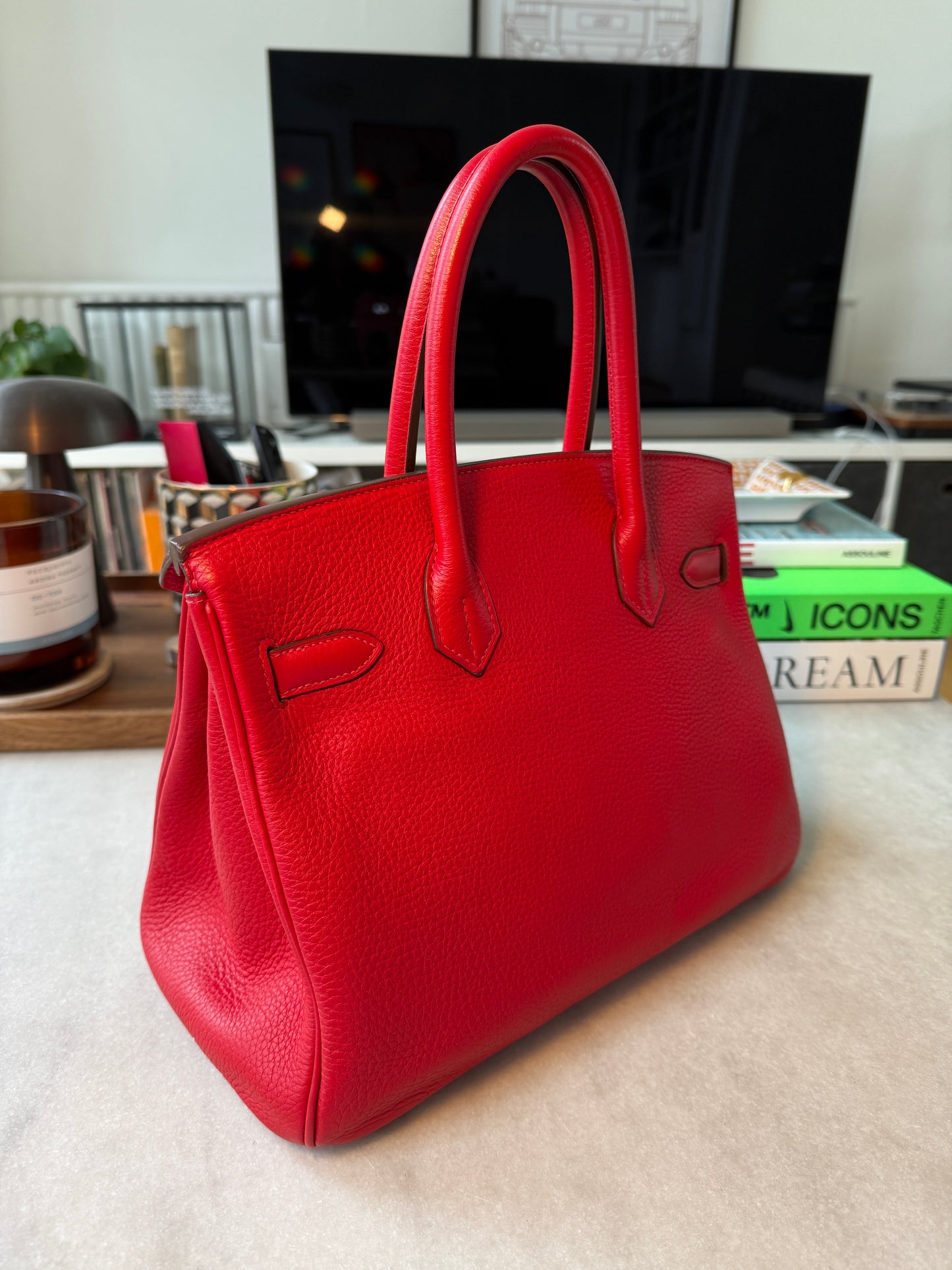 Hermès Birkin 30 – Rouge Casaque Clemence Leather with Palladium Hardware