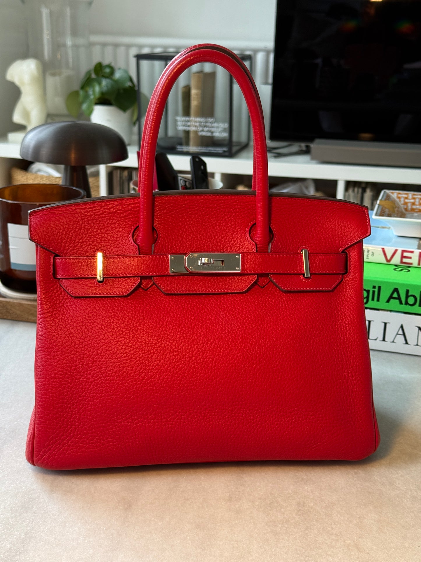 Hermès Birkin 30 – Rouge Casaque Clemence Leather with Palladium Hardware
