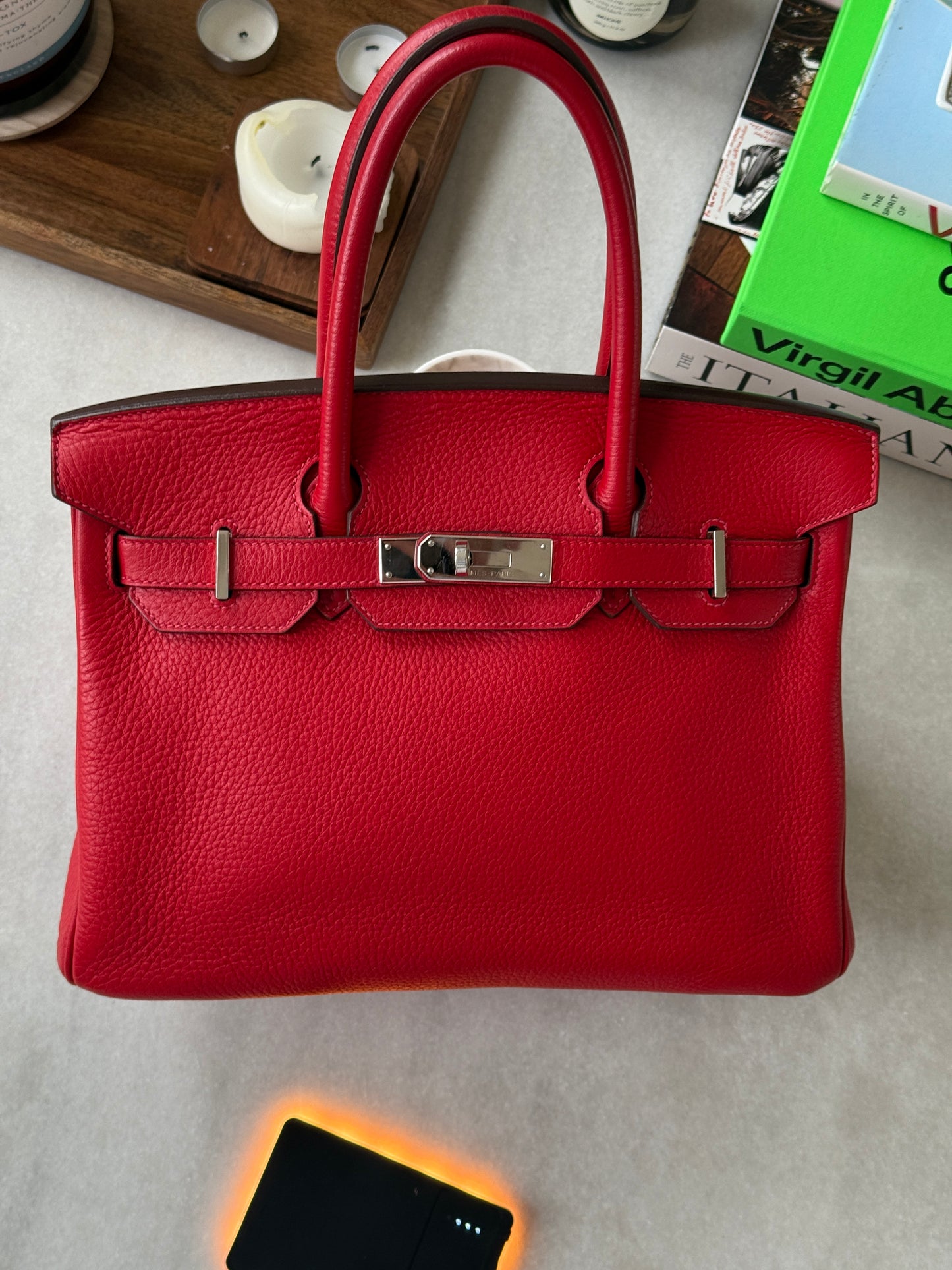 Hermès Birkin 30 – Rouge Casaque Clemence Leather with Palladium Hardware